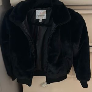 Girls faux fur black Urban Republic jacket, size M, size 10/12